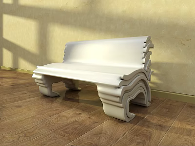 White Outdoor Bench With Ornate Curved Design And Classic Style Sturdy Material 3d model