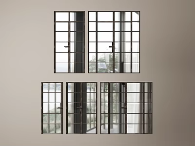 Modern Interior Windows With Metal Frames And Glass Panes Design 3d model