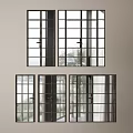 Modern Interior Windows With Metal Frames And Glass Panes Design 3d model