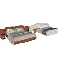 Modern Minimalist Double Bed Designs With Soft Headboard Cozy Bedding And Wooden Side Tables