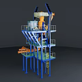Industrial Equipment With Multi level Structure Platforms Pipes And Mechanical Components