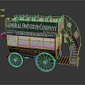 Vintage General Omnibus Company Horse Drawn Bus With Green Body Staircase And Open Top Seats