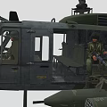 Military Green And Gray Helicopter With Rotors Cockpit And Emblem