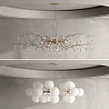 Stylish Chandelier Designs Featuring Gold Frame Crystal Drops and White Globe Shades