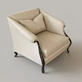 Elegant Beige Accent Chair With Black Wooden Legs And Matching Cushion