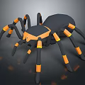 Black and Orange 3D Spider Model with Geometric Design and Yellow Accents