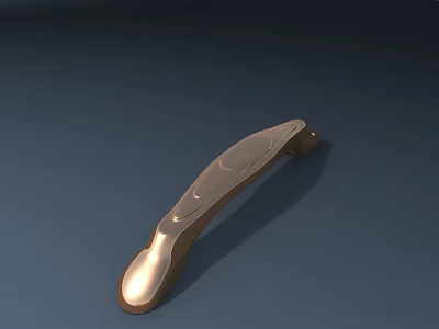 Elegant Metallic Cabinet Handle With Curved Design And Smooth Surface Finish 3d model