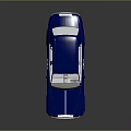 Blue Luxury Car 3D Model With Chrome Grille White Windows And Stylish Wheels