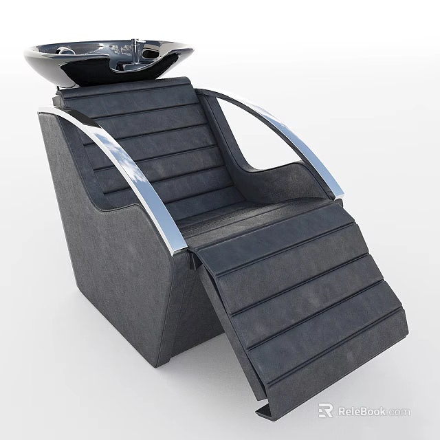 Commercial Salon Equipment Gray Upholstered Seat With Metal Armrests And Functional Steps 3d model 