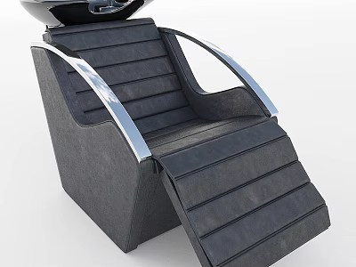 Commercial Salon Equipment Gray Upholstered Seat With Metal Armrests And Functional Steps 3d model
