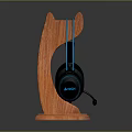 Stylish Wireless Headphones With Blue Headband And Black Earpads On Wooden Stand