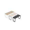 Modern Minimalist Dining Table With Wooden Surface And White Metal Legs