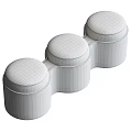 Two Modern Sofa Stools With Wooden Black Frames And White Round Cushions 3d model
