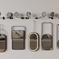 Sleek Modern Mirror Collection With Round Rectangular Oval Shapes And Metal Frames 3d model