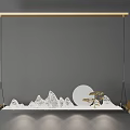 Modern Mountain Pattern Chandelier With Moon Tree Design And Gold Accents 3d model