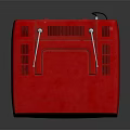 Vintage Red Retro Television With Square Design And Classic Antennas Screen