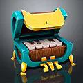 Creative Musical Instrument Art Supplies Storage Chest Featuring Piano Keys Turquoise Yellow Wooden Design