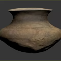Ancient Hand Carved Clay Pot With Intricate Surface Patterns And Textures