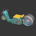 Teal Motorcycle With Yellow Seat Large Wheels And Modern Design Elements