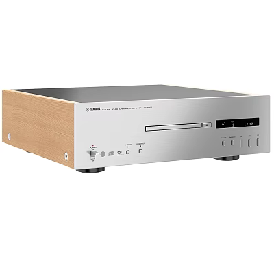 YAMAHA CD Player With Wooden Side Panel And Silver Front Design 3d model