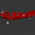 Red Vintage Biplane Model With Double Wings White Emblems And Wooden Propeller