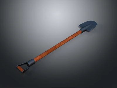 Durable Hardware Shovel with Wooden Handle and Metal Blade for Garden Use 3d model