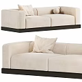 Beige Fabric Sectional Sofa With Plush Cushions And Modern Black Base Design 3d model
