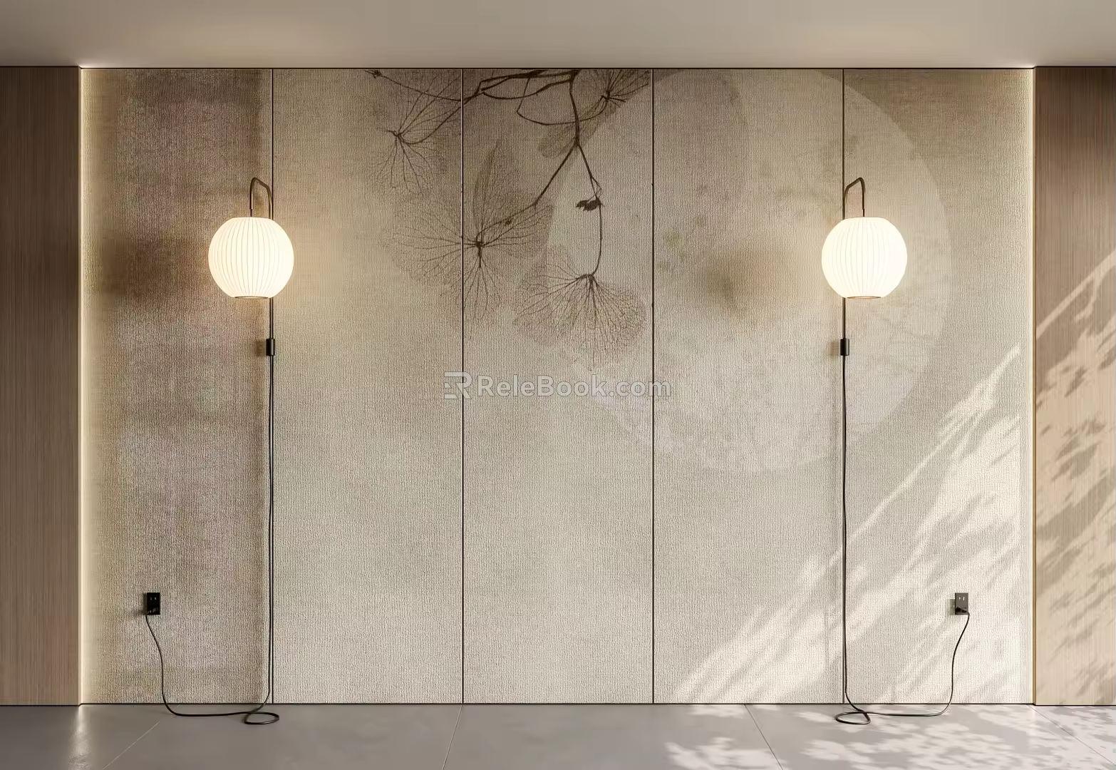 New Chinese Style Background Wall Panel Soft Bag Hard Bag 3d model