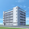 Modern Multi Story Industrial Factory Building With Large Windows And Entrance Area