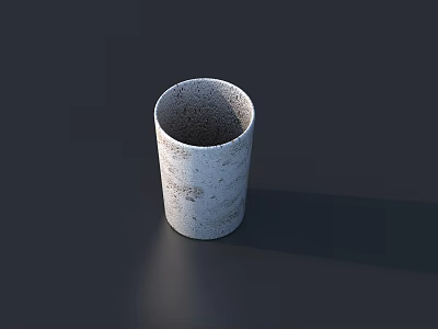 White Cylindrical Cup With Rough Cement Like Texture On Dark Background Simple Modern Style 3d model