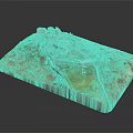 Modern Castle Model Display on Detailed Terrain With Green Grass and Path