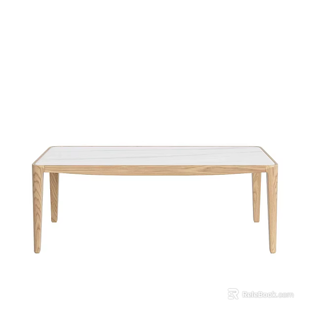 Modern Light Wood Dining Table With Smooth Rectangular Top And Sleek Supportive Legs 3d model