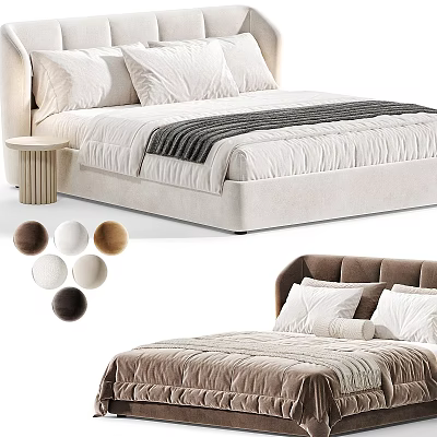 Luxury Upholstered Double Bed Design With Soft Pillows And Various Color Options 3d model