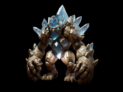 Rock Crystal Golem Mythical Game Character With Sharp Crystal Formations And Stone Body 3d model