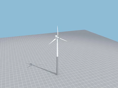 Detailed Wind Turbine Industrial Equipment 3D Model With Grid Floor And Blue Background 3d model