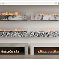 Various Modern Marble Fireplaces With Burning Flames And Stylish Interior Designs