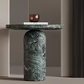 Modern Marble Side Table With Round Top Cylindrical Base In Minimalist Interior Design 3d model