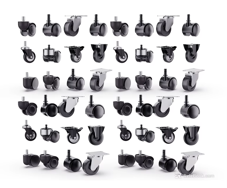 Various Types of Swivel Casters with Brake Wheels and Heavy Duty Design Applications 3d model 