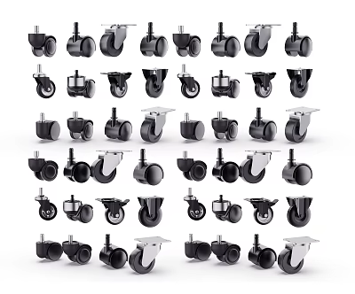 Various Types of Swivel Casters with Brake Wheels and Heavy Duty Design Applications 3d model