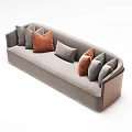 Comfortable Gray Multi seater Fabric Sofa With Multicolored Cushions And Modern Design 3d model