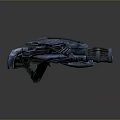 Futuristic Sci Fi Weapon With Blue Metallic Body Orange Accents And Mechanical Design