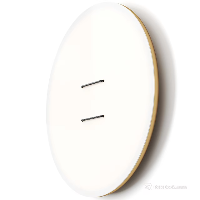 Modern Round White Wall Lamp With Wooden Frame And Two Black Light Bars 3d model 