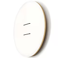 Modern Round White Wall Lamp With Wooden Frame And Two Black Light Bars