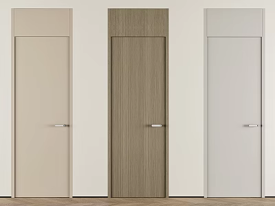 Modern Interior Hinged Doors in Beige Wood Grain and Light Gray Colors for Home Decoration 3d model