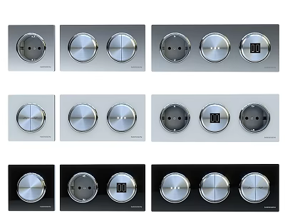 Modern Sleek Switch Panels With Round Controls Various Configurations And Digital 3d model