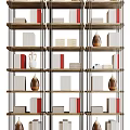 Modern Decorative Cabinet With Multi Layer Shelves Ornamental Vases Books And Decorative Boxes