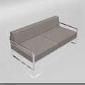 Modern Light Gray Fabric Upholstered Two Seater Sofa With Sleek Metal Frame 3d model