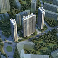 Aerial View Urban Planning With High Rise Buildings Greenery And Roads