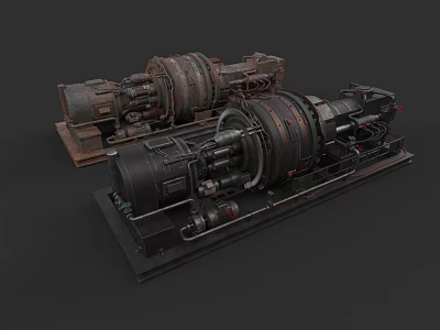 Industrial machinery and equipment valve pipeline turbo pump generator engine compressor 3d model