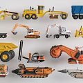Various Functional Vehicles Collection Including Bulldozers Excavators Dump Trucks and Loaders 3d model